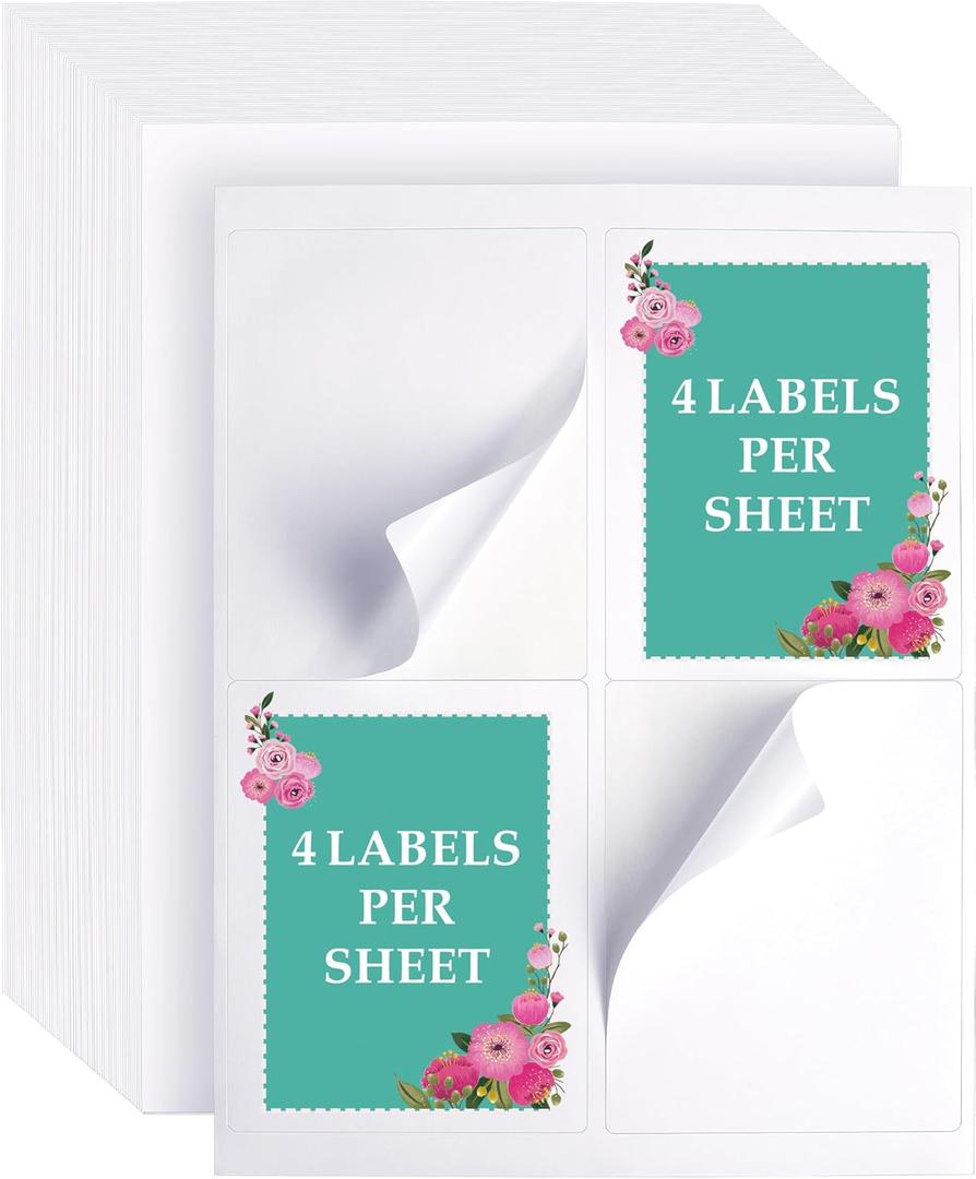 240 Label Stickers for Printer 4" x 5" Mailing Labels Self Adhesive Matte Postage Labels White 4 Per Sheet Printer Labels Stickers