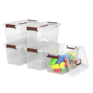 Krihan 7-Quart Clear Plastic Storage Bins with Lids, 5-Pack Durable Stackable Organization Container with Lock Buckle and Handle