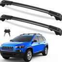FengYu 300lb Roof Rack Cross Bars Compatible with Jeep Cherokee 2014-2023, Heavy Duty Lockable Aluminum Roof Rails Crossbars Cargo Bars Canoe Rooftop Black Carrier Luggage