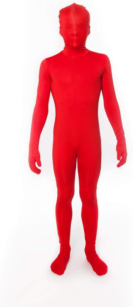 Morphsuits Kids Bodysuit Full Body Suit Halloween Costume, Skin Suit For Boys (Large, Red)