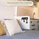 VIS'V Magnetic Key Holder Wall Mount, Metal Adhesive Key Hanger with 3 Hooks, No Drilling, 2 Mount Options, Black, Small