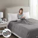 Beautyrest Electric Blanket Luxurious Micro Fleece Ultra Soft Ribbed Textured, Cozy and Snuggly Cover for Cold Weather, Fast Heating, Auto Shut Off, 20 Level Heat Setting Controller, King, Grey