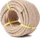 Jute Rope 1/2 Inch 50 Feet, Heavy Duty Natural Hemp Rope, Twisted Hemp for Crafts, Gardening, Bundling, Climbing, Hammock, Nautical, Tug of War, Railings, Home Decorating
