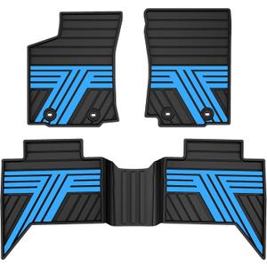 All Weather Floor Mats Custom Fit for Toyota Tacoma 2016-2023 Waterproof Heavy Duty Anti-Slip Car Mats, 1st & 2nd Row Black & Blue