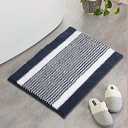 Bathroom Rug,Super Soft Microfiber Water Absorbent Bath Mats,Non-Slip Dry Quickly Stripe Carpet Green 18X27"