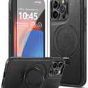 GVIEWIN Marble for iPhone 15 Pro (Navy Blue), VAUSERDY Designed for iPhone 15 Pro Leather Case [Compatible with MagSafe] with Stand, Shockproof Back Slim Protective Phone Case for iPhone 15 Pro (2023) 6.1" (Black)
