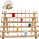 New Brothread 60 Spools Wooden Thread Rack/Thread Holder Organizer with Hanging Hooks for Embroidery Quilting and Sewing Threads
