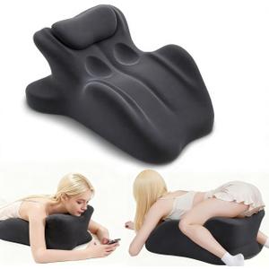 Ergonomic Memory Foam Wedge Pillow, Contoured Support Pillows, 27 Angled Support for Waist and Neck, Multi-Position Support Pillow (Black)