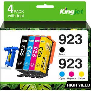 923 Ink Cartridges Combo Pack Replacement for HP 923 Ink Cartridges for HP Printers Work for HP OfficeJet Pro 8130e 8135e 8139e 8138e 8120 8122 8122e 8124e 8120e Printer Ink Without Chip (4 Pack)
