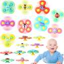 Leitee 9 Pcs Suction Cup Toys Bath Toys Sensory Strong Suction Cup Toys Spinner Dimple Toy Birthday Gifts for Early Education Bathtub Dining Chairs, 3 Styles(Cute Style)
