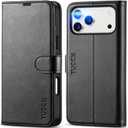 TUCCH Wallet Case for iPhone 17 Pro Max (6.9") 2025, RFID Blocking 4 Card Holders | Kickstand | Shockproof TPU Shell | PU Leather | Magnetic Closure | Protective Flip Folio Cover | Black