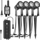 SUNTHIN Outdoor Landscape Lighting with Dusk to Dawn Sensor Controller, 4 Pack (Warm White)