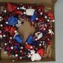 4th of July Wreath, 20 Inch Patriotic Wreaths for Front Door, Red White Blue Tulip Flower Wreaths with Berries Stars for Memorial Day Independence Day Wreath for Front Door Wall Window Decor