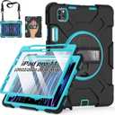 Case for iPad Pro 11 Inch 2022/2021/ 2020/2018: Silicone Cover for iPad 11 Inch 4th/ 3rd/ 2nd/ 1st/ Generation with Screen Protector- Stand- Handle- Shoulder Strap- Pencil Holder- Mint Green