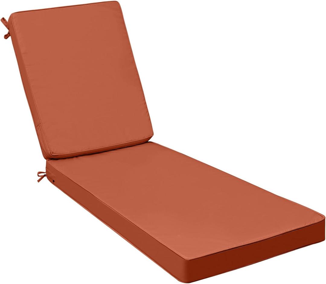 AAAAAcessories Outdoor Chaise Lounge Cushions, Fade-Resistant, Waterproof Patio Furniture Replacement Cushions, 80" x 26" x 3", Rust