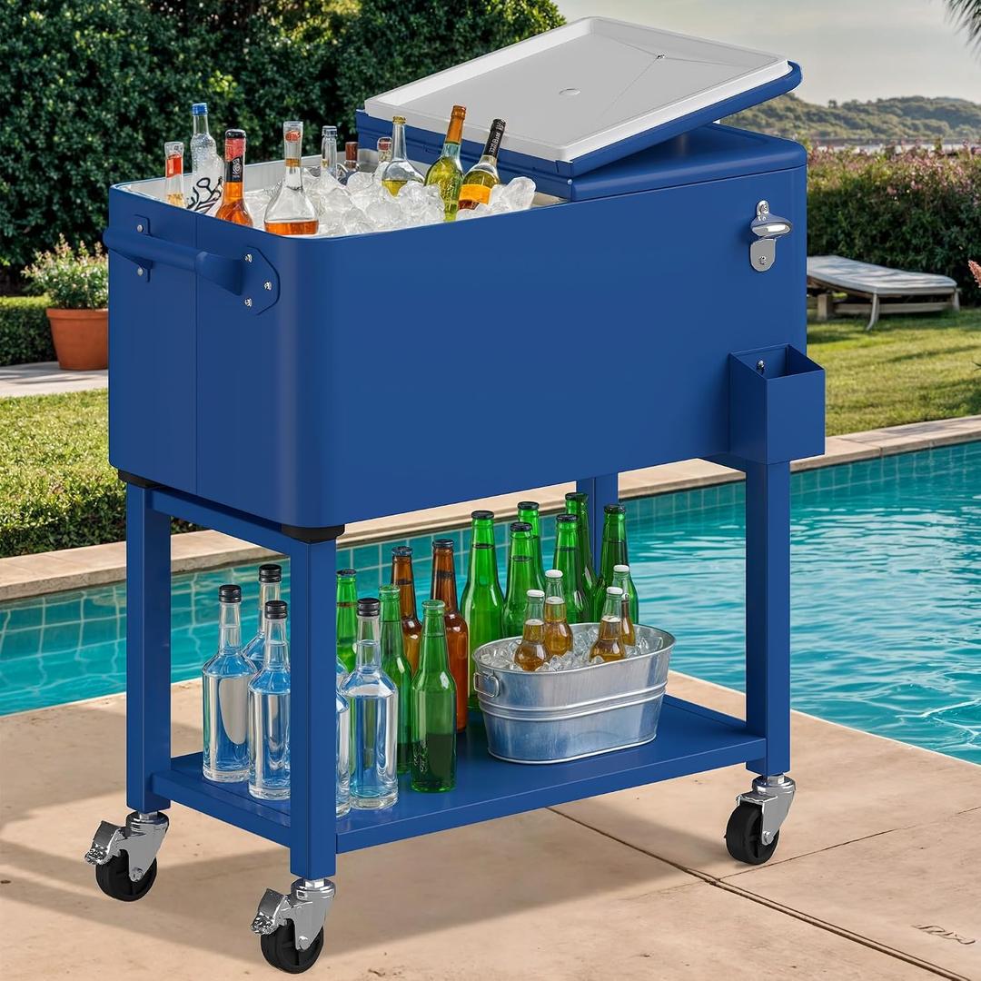 DWVO Ice Chest with Wheels,Portable 80 Quart Rolling Cooler with Handle