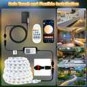 Outdoor LED Strip Lights Waterproof IP67, Dimmable 3000K-6500K Warm White LED Rope Lights Outdoor Waterproof with Remote & APP, 24v Adhesive Exterior Lighting for Patio, Deck, Gazebo (100FT)