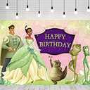 Princess Tiana Backdrop for Birthday Party Supplies 5x3ft Tiana Photo Backgrounds Princess and The Frog Theme Baby Shower Banner for Birthday Cake Table Decoration