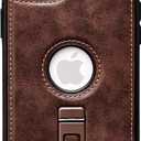 for iPhone 15 Case Leather with Stand, Strong Magnetic Fits for MagSafe (Cocoa, iPhone 15)