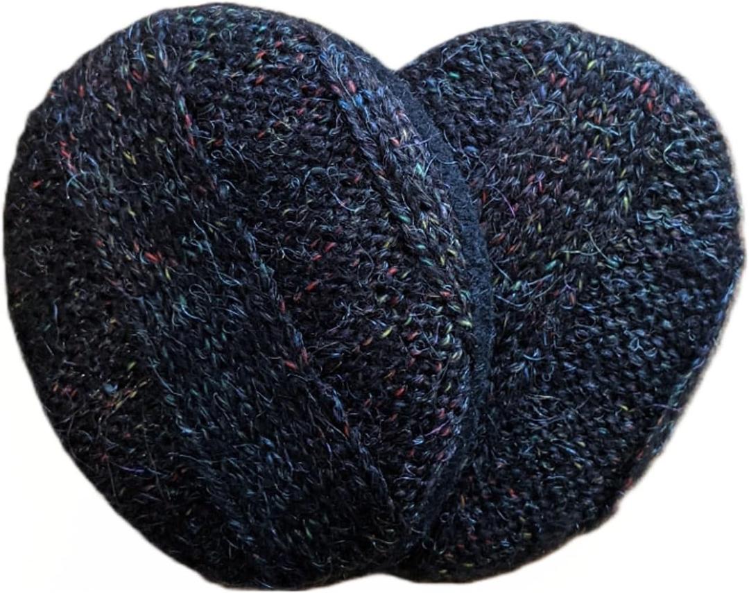 Sprigs Soft Knit Earbags Earmuffs For Winter Women, Bandless Ear Warmers, Fashion Ear Muffs (Small, Retro Black)
