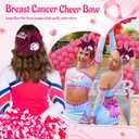 CN 8PCS 7" Breast Cancer Awareness Large Cheer Bows,Hot Pink Ribbon Cheerleading Bows Ponytail Holder for Girls, Glitter Cheer Hair Bows with Elastic Hair Tie for Competition (Pattern B)