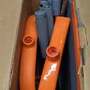 Ivandar Broom and Dustpan Set for Home, Broom and Dustpan Combo for Office, Long Handle Broom with Upright Standing Dust pan,Indoor&Outdoor Sweeping (Gray&Orange)