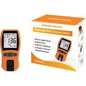 HSBHM-202 Siphon Method Hemoglobin Analyzer Fast HB Testing Kit for Home Use Portable Hemoglobin Meter with 25Pcs Strips Lancets