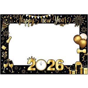 2026 Happy New Year's Eve Photo Booth Props Frame Party Supplies
