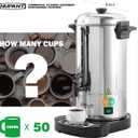 Commercial Coffee Urn 50 Cup/8L Coffee Dispenser with Upgraded Percolator, 304 Stainless Steel Hot Water Urn Beverage Dispenser with Keep Warm Mode, Large Coffee Maker for Catering Party