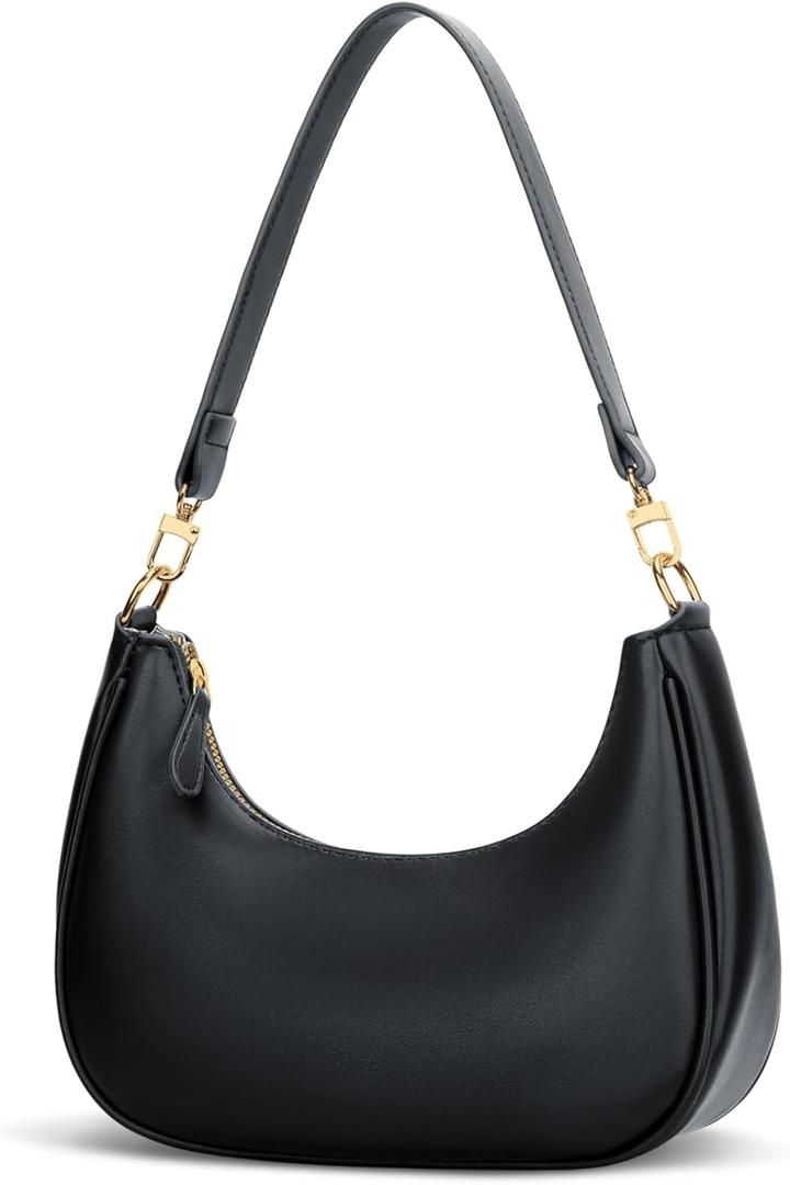 KKXIU Shoulder Bag for Women Small Purse Cute Clutch Hobo Handbag Trendy Crescent Bag (Black)