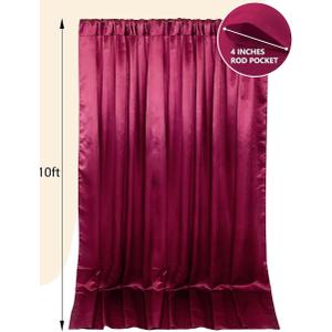 10ft x 10ft Burgundy Backdrop Curtains for Parties, Fabric Satin Background Curtain with Rod Pockets for Weddings, Birthday, Baby Shower, Photography, Graduation Party Backdrop Drapes, 1 Panels