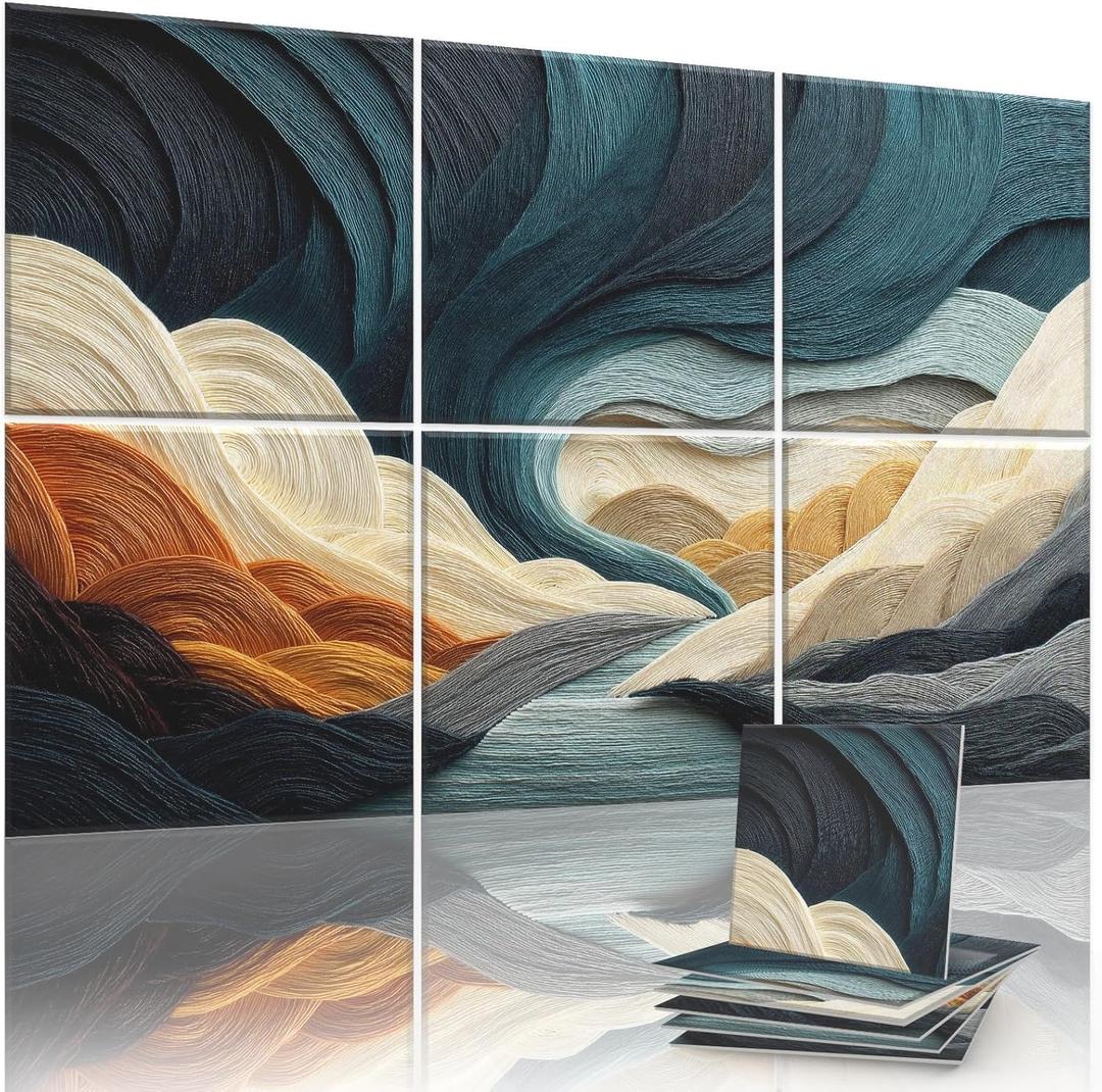6 Pack Sound Absorbing Panels 72x48 Inch Decorative Acoustic Panels Acoustic Wall Panels for Home Office Studio Quick and Easy Setup (Fiberfield)