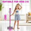 BLAXTEM 4-in-1 Kids Toy Vacuum that Works with Suction, Electric Toy Toddler Vacuum Cleaner for Children Girls & Boys, Toddlers Toys Cleaning Set for Pretend Play (Rose Red)