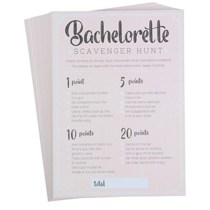 Juvale Bachelorette Party Games - 50-Pack Bar Scavenger Hunt Drinking Game and Dares, Fun Novelty Cards for Girls Night Out, Bachelorette Party Supplies, 5 x 7 Inches