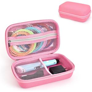 Case Compatible with 3Doodler Start+ Essentials for 3D Pen Set for Kids, Carrying Holder Fit for Printing Pens, Storage Organizer for Printing Filament Refill, Micro-USB Charger (3D-04A-Pink)