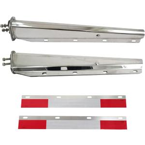 Stainless Steel Straight Spring Loaded Mud Flap Hangers Brackets Mudflap Holders Mounts Set 1-1/8" Bolt Spacing 30" Length with Aluminum Reflective Tapes fit for Semi Trucks, 2 pcs