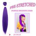 Long Purple Braiding Hair -24 Inch Synthetic Braiding Hair for Kids Stage Party Halloween Costume Cosplay (Purple, 24 Inch(Pack of 2))