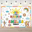 Boho Rainbow Back to School Backdrop Be The Reason Someone Smiles Today Classroom Decorations Colorful Classroom Decorations for Kindergarten Preschool Elementary Middle School 6x3.6ft (7x5ft)