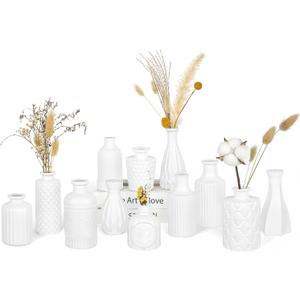 Matte White Glass Bud Vase Set of 12 Small Minimalist Vases for Easy Home Styling, Perfect for Windowsills, Bedrooms, Bathrooms, and Table Centerpiece Dcor