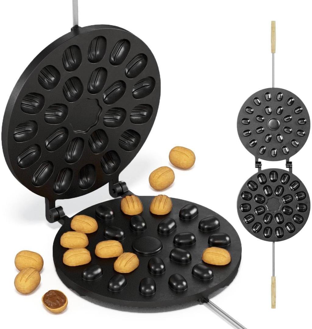 Heavy Oreshki Mold Oven Cookies Maker Oreshnitsa  23 Nuts Oreshki - Cookie Mold Oreshek Cake Nut Cookie Shaped Molds (17.7x9.5x2) (Black)