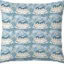 Vintage Blue Christmas Sweater Pillow Covers 18x18, Holiday Winter Snowflake Christmas Sewing Quilting Decorative Throw Pillow Covers for Couch Sofa Bedroom Living Room Home