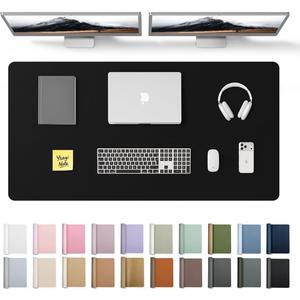 YSAGi Leather Desk Protector, Office Mat, Large Mouse Mat, Non-Slip PU Leather Blotter, Laptop Desk Pad, Waterproof Writing Pad for Office and Home (Black, 47.2" x 23.6")