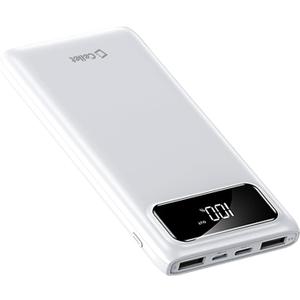 Portable Charger Battery Pack 10000mAh - Fast Charging Universal Power Bank with Dual USB Ports  USB Cables Included (White)