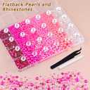 14000PCS Flatback Pearls and Pink Rhinestones for Bedazzling Kit (Hot Pink) | Mixed Size 3-10mm Resin Rhinestones and Half Pearls for Crafting, Nail Art Crafts Grad Cap Decoration