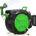 Retractable Garden Hose Reel 1/2" x 100ft, Wall Mounted Water Hose Reel with Auto Rewind, Any Length Lock, 180 Swivel Bracket & 9-Pattern Spray Nozzle, Heavy Duty Outdoor Hose Storage for Garden