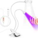 AORAEM LED Nail Lamp Double-Headed UV LED Light Quicky-Dry Duck Neck Lamp Dryer Curing Light with Portable Gooseneck and Clamp Flash Cure UV Light for Gel Nails Professional Home DIY Salon White