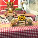 Chumia 2 Pcs Red Gingham Tablecloth Western Cowboy Party Decorations Red and White Checkered Tablecloth Linen Table Runner Disposable Table Cover for Farm Picnic Rodeo Baby Shower Birthday Party Decor
