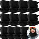 SATINIOR 12 Pieces Neck Warmers Fleece Gaiter Winter Face Cover Scarf for Men Women Black