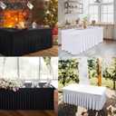 BDDC Table Skirts for Rectangle Tables 8ft - One-Piece White Tablecloths and Skirt, Wrinkle Resistant Ruffles Elastic Cover for Banquets, Weddings, Events, Parties
