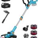 SEESII String Trimmer, 13" Electric Weed Wacker with 240000mAh Batteries and Charger, 21V Brushless Weed Eater with Telescopic Pole(42"-56"), Auto-Feed, Lightweight Cordless Edger for Yard/Lawn